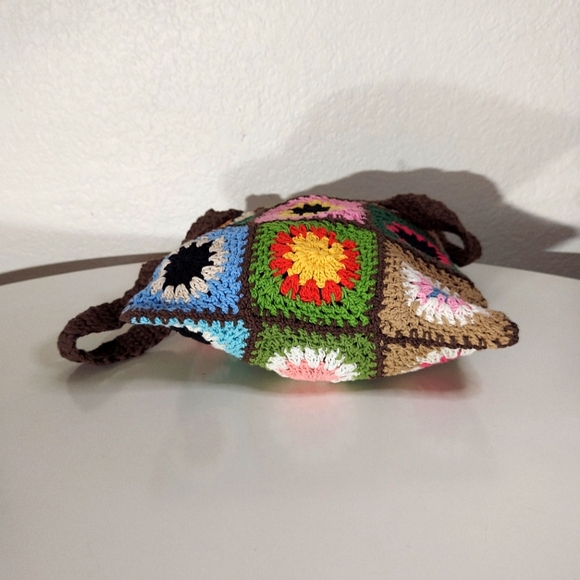 Crochet Handmade Multicolor Granny Square Open Knit Crossbody Bag Lot - Picture 5 of 15